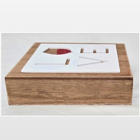 New LOVE Wood Block Box Sign 2-Dimensional Home Décor Red Wine - Picture 8 of 15